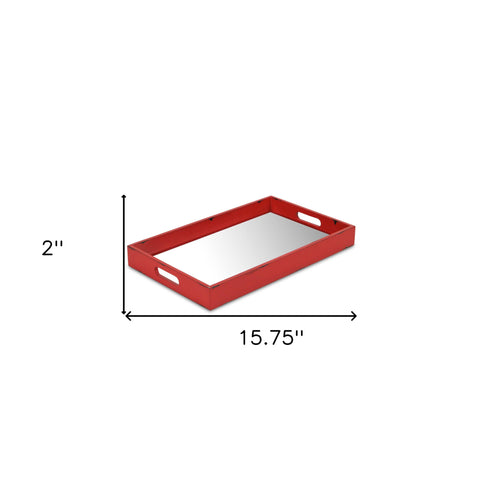 Red Wooden Mirrored Serving Tray