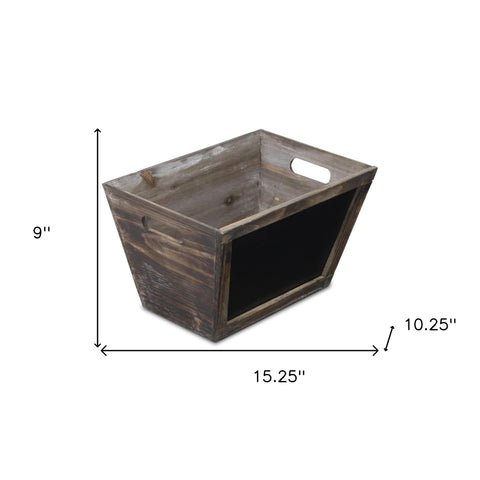 Rustic Wooden Storage Box with Chalkboard