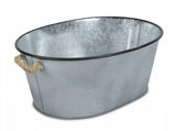 Farmhouse Silver Metal Bucket with Rope Handles