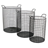 Set of Three Metal Wire Storage Baskets