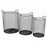 Set of Three Metal Wire Storage Baskets