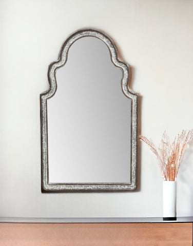 Vintage Curved Gray Wall Mirror