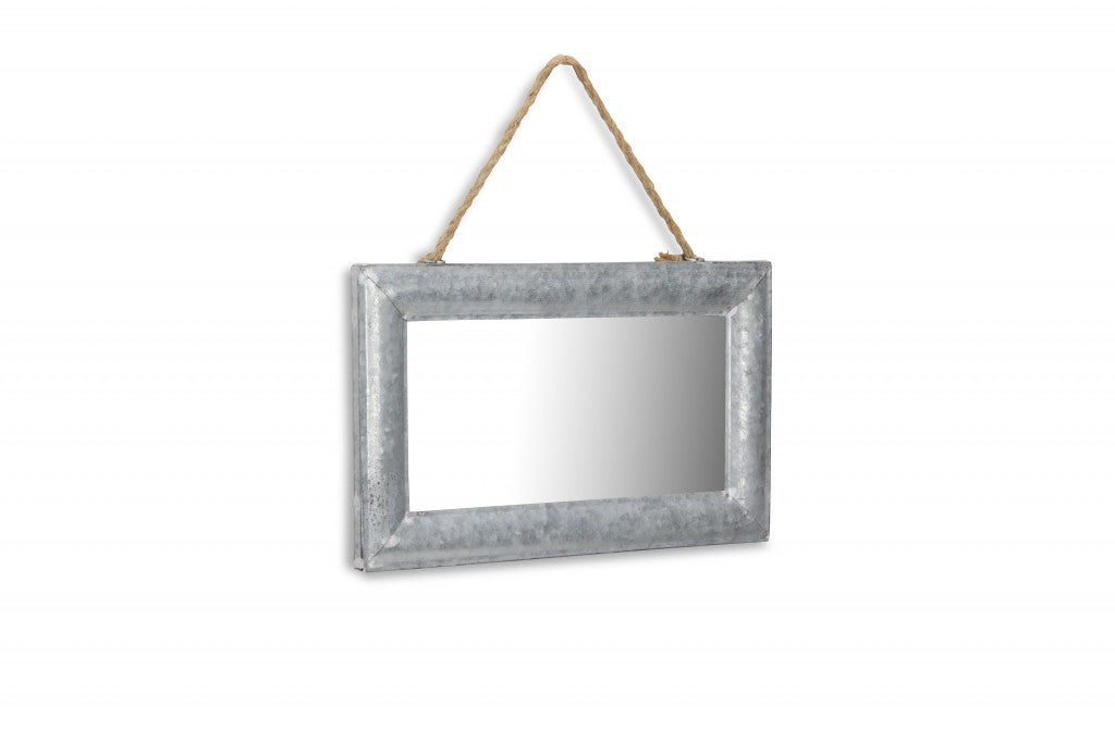 9" x 14" Silver Galvanized Metal Framed Accent Mirror