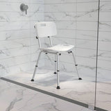 Tool-Free Adjustable White Bath & Shower Chair