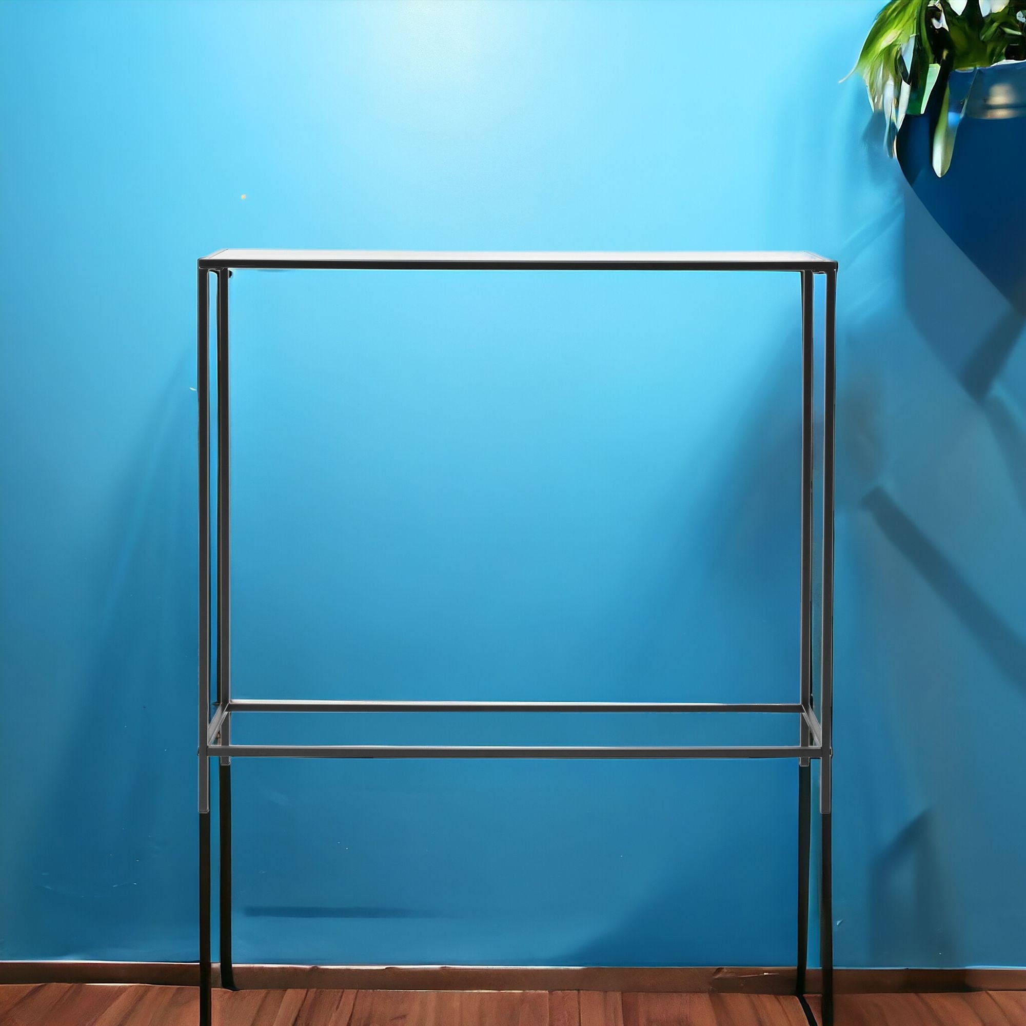 36" Clear and Black Glass Console Table