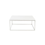 35" White And Silver Metal Square Coffee Table
