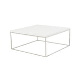 35" White And Silver Metal Square Coffee Table