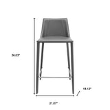 26" Gray Steel Low Back Counter Height Bar Chair