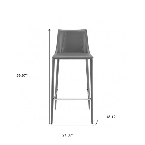 30" Gray Steel Low Back Bar Height Bar Chair