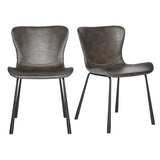 Set of Two Dark Gray Faux Faux Leather Side Chairs