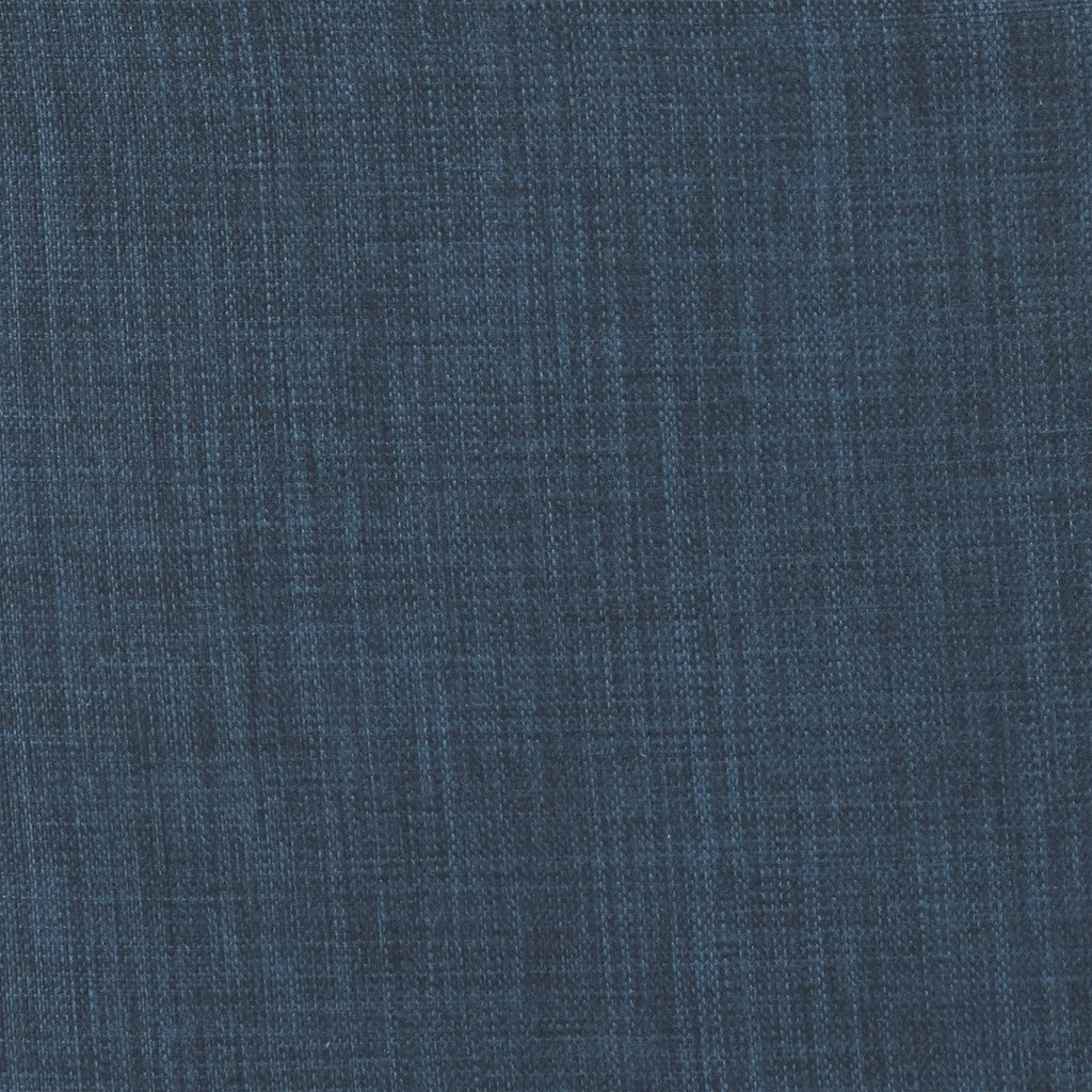 Dark Teal Blue Fabric and Black Swivel Armchair