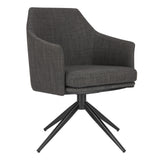 Dark Gray Fabric and Black Swivel Armchair