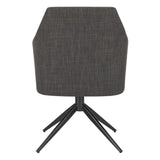 Dark Gray Fabric and Black Swivel Armchair