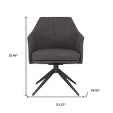 Dark Gray Fabric and Black Swivel Armchair