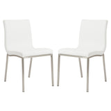 Set of Two Minimalist White Faux Faux Leather Chairs