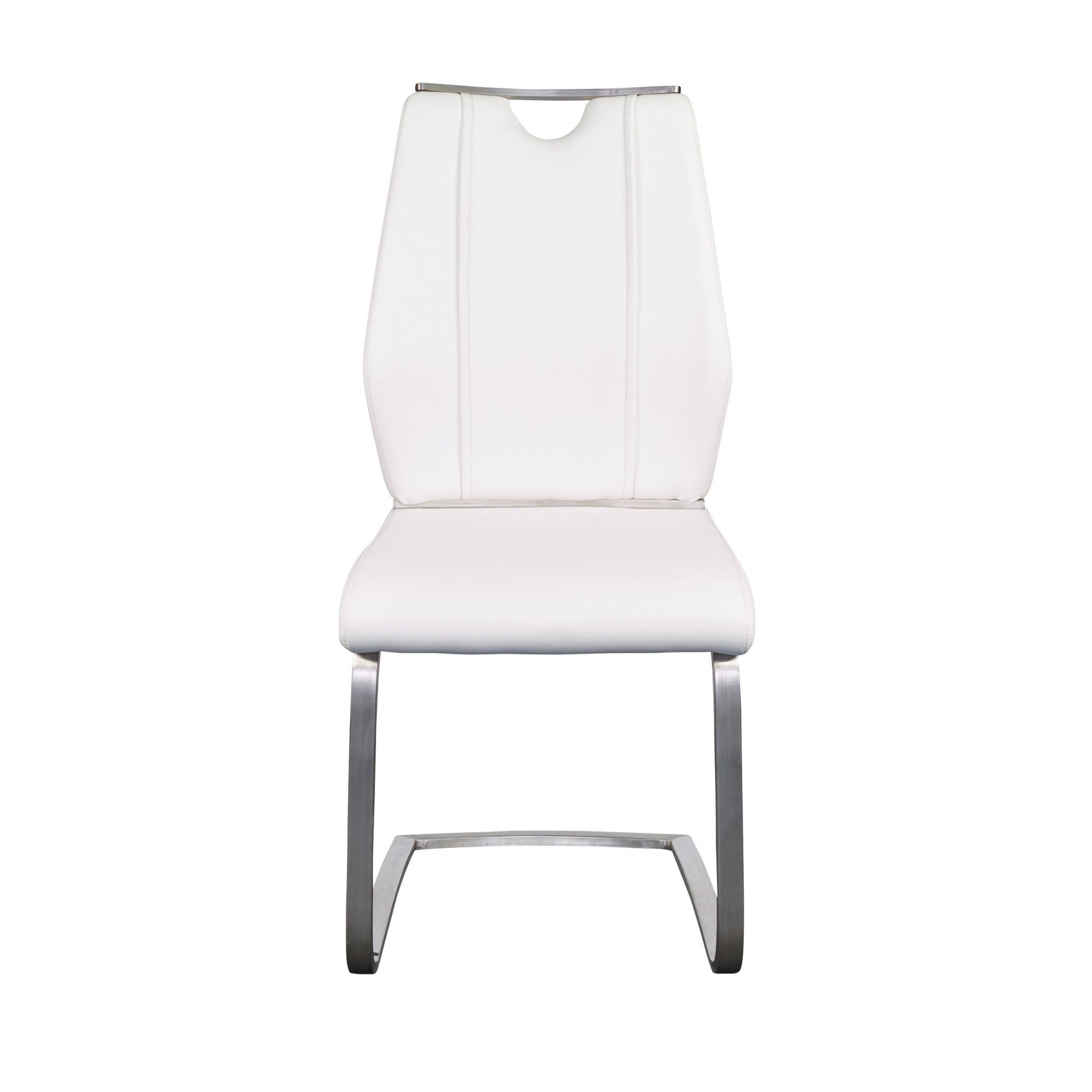 Set of Two White Faux Leather Cantilever Chairs