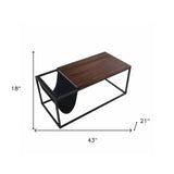 43" Brown And Black Metal Coffee Table With Shelf