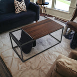 43" Brown And Black Metal Coffee Table With Shelf