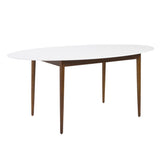 63" White And Brown Oval Dining Table