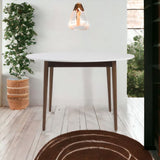 47" White And Brown Rounded Dining Table
