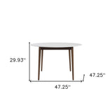 47" White And Brown Rounded Dining Table