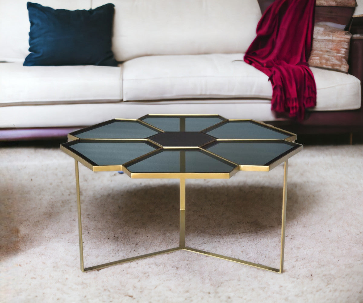 Geometric Floral Glass Coffee Table