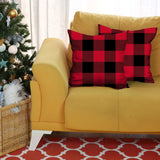 Set of 2 Red and Black Buffalo Plaid Throw Pillows