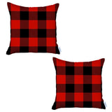 Set of 2 Red and Black Buffalo Plaid Throw Pillow Cover