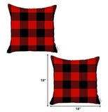 Set of 2 Red and Black Buffalo Plaid Throw Pillow Cover