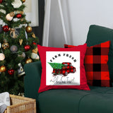 Set of 2 Red Plaid and Red Truck Throw Pillow Covers