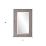 Warm Gray Faux Wood Beveled Rectangular Mirror