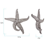 15" Silver Pewter Textured Starfish Wall Art