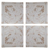 Set of 4 Whitewashed Arabesque Carved Wall Art