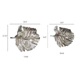 Set of 2 Shiny Silver Leaves Wall Art