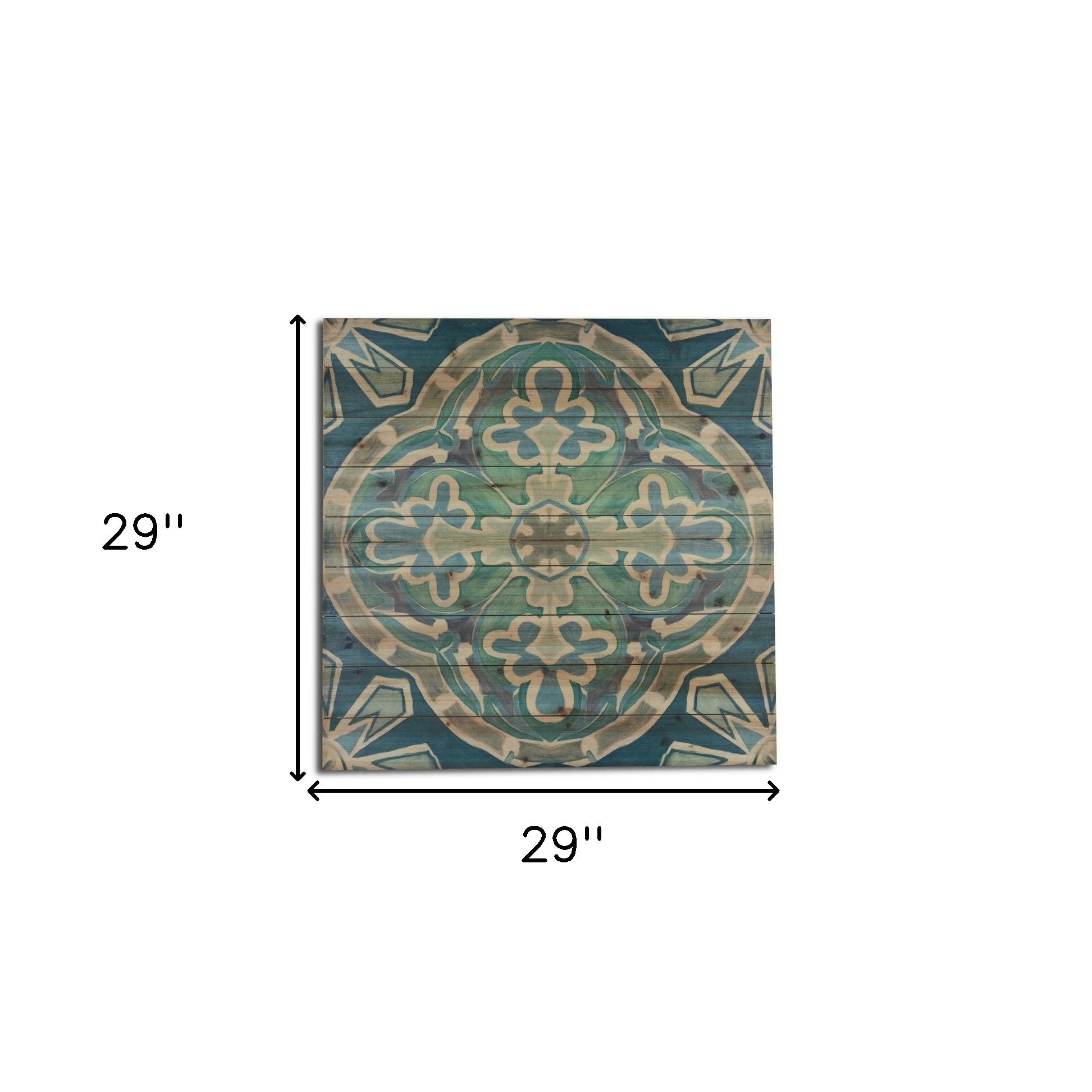 Blue And Aqua Medallion Unframed Graphic Wall Art