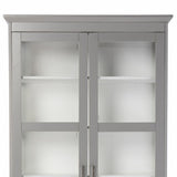 Gray Cornice Molding Double Door Curio Cabinet