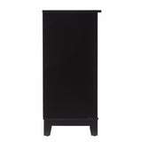 Black and Cane Bamboo Accent Storage Cabinet