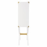 Campaign White and Gold Tall Bar Cabinet