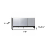 Contemporary Grid Lines Three Door Accent Cabinet