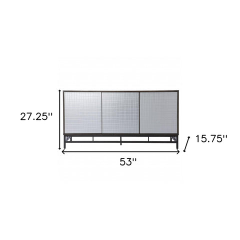 Contemporary Grid Lines Three Door Accent Cabinet