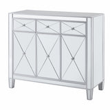 Glamorous Mirrored Bling Three Door Accent Cabinet