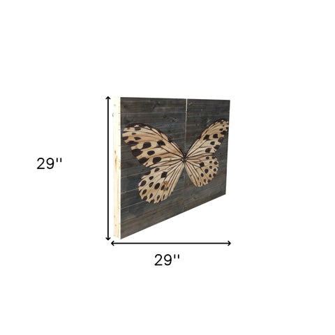 Two Piece Graceful Butterfly Wood Plank Wall Art