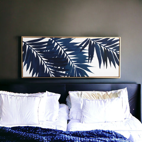 Bold Blue Palms Framed Canvas Wall Art