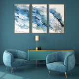 Abstract Blues with Gold Framed Canvas Wall Art