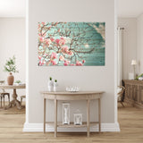 Pink Magnolia Blossoms Wood Plank Wall Art