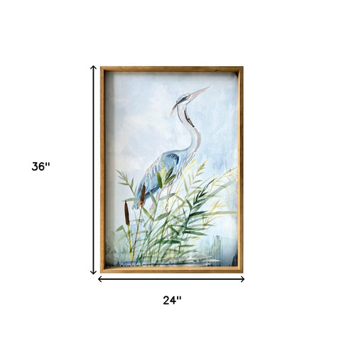 Stunning Heron Wooden Framed Canvas Wall Art