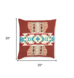 20" Brown and White Southwestern Acrylic Throw Pillow Cover