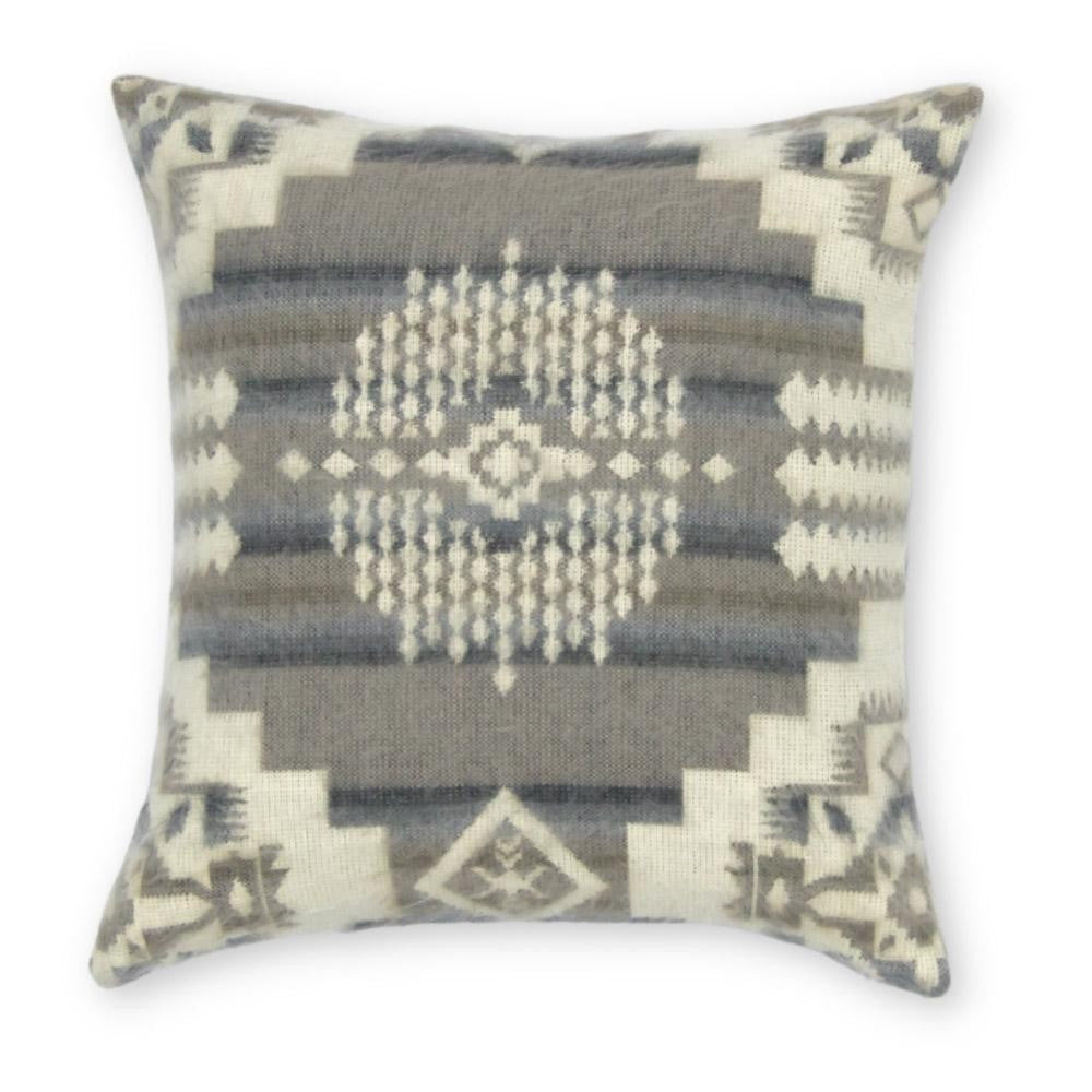 16" Gray and White Southwestern Acrylic Throw Pillow Cover