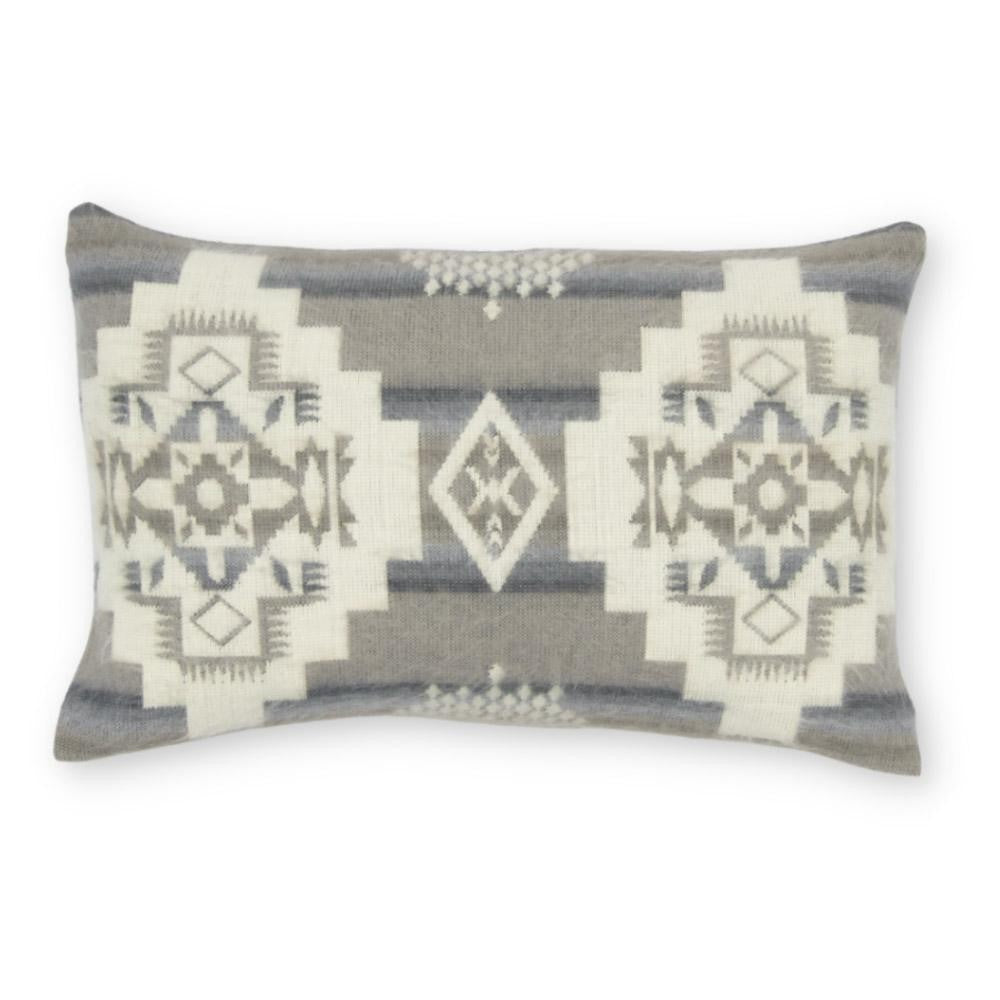 14" X 20" Gray and White Southwestern Acrylic Throw Pillow Cover