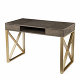 Modern Gray and Gold Writing Desk with Storage